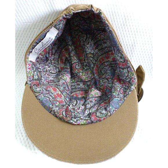 Cardani Womens Brown Canvas Newsboy Cap With Decorative Buckle - Picture 5 of 7